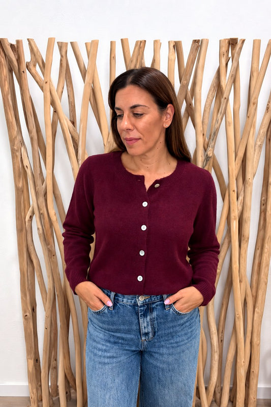 Cárdigan de punto granate de mujer — V30 Studio