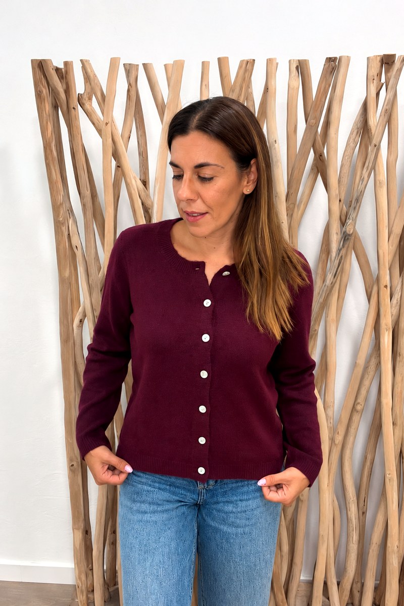 Cárdigan de punto granate de mujer — V30 Studio