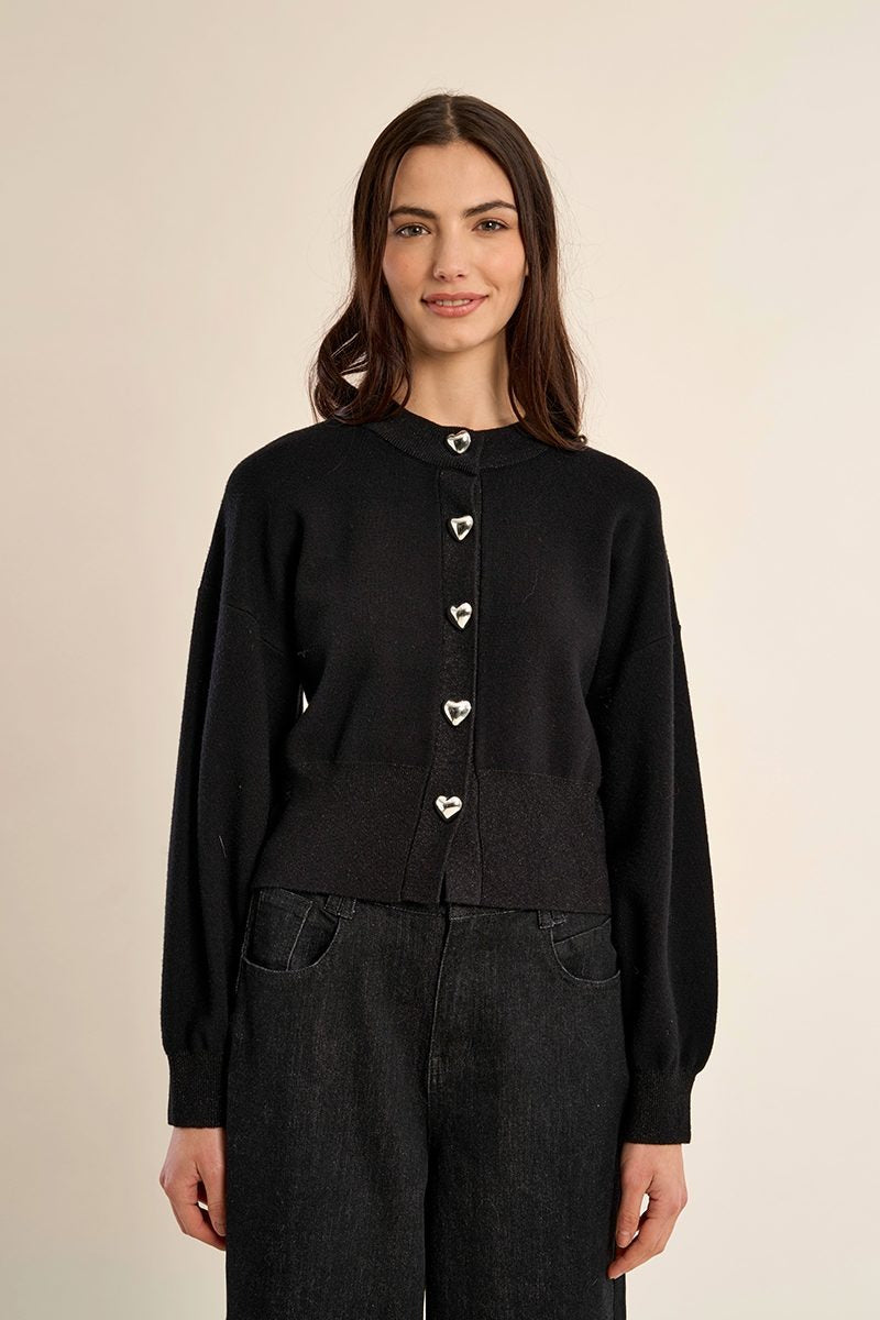 Cárdigan de mujer negro de Molly Bracken, vista frontal