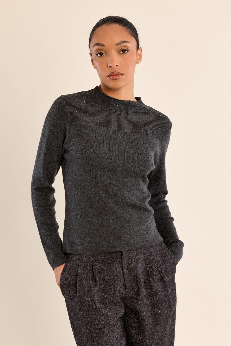 Jersey de mujer gris oscuro de Molly Bracken, detalle