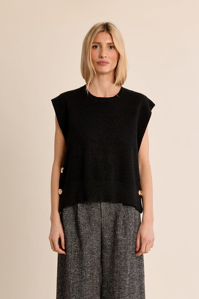 Jersey sin mangas de mujer gris ceniza de Molly Bracken, vista frontal