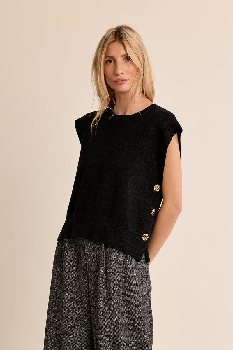 Jersey sin mangas de mujer gris ceniza de Molly Bracken, detalle
